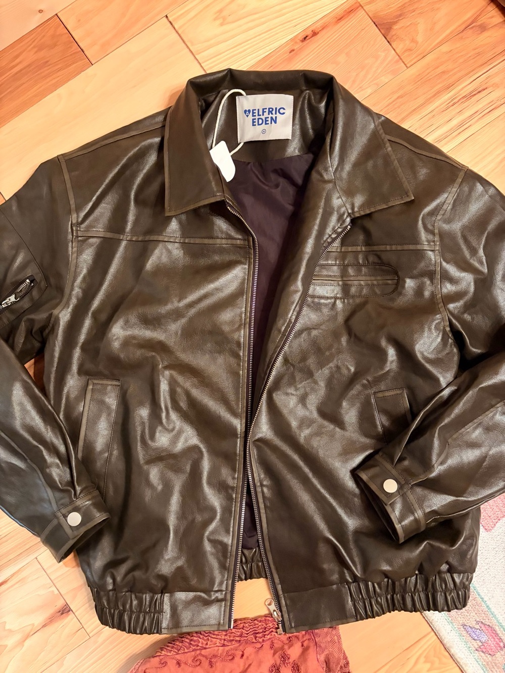NEW TAGS Aelfric Eden Men's Dark Brown Vegan Leather Jacket medium